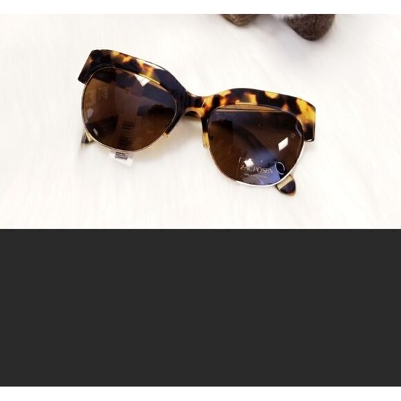 Zac Posen Kouka tortoise shell gold rim sunglasses with hard case brown lenses - Picture 9 of 16